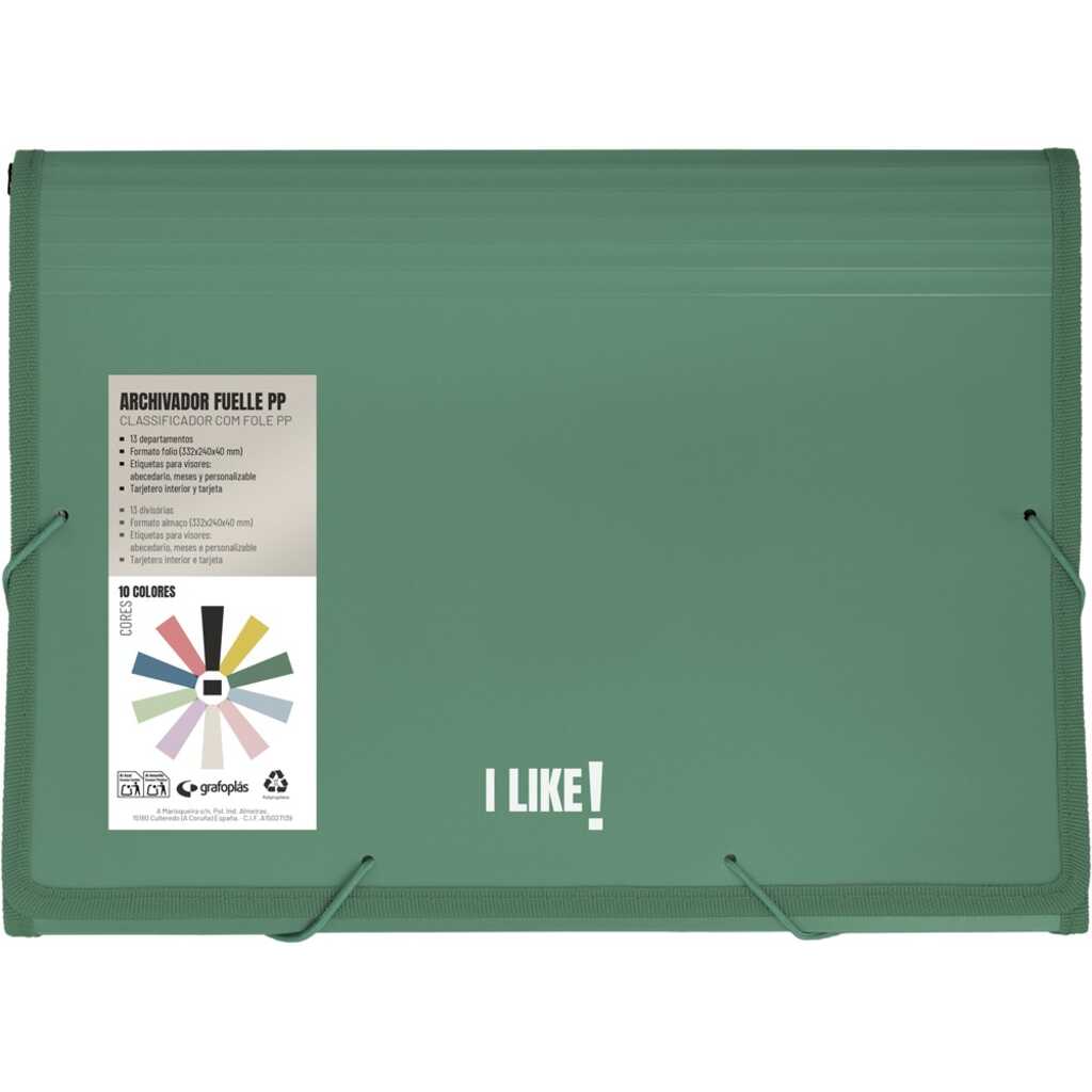 acordeon plastico 13 separ verde oscuro