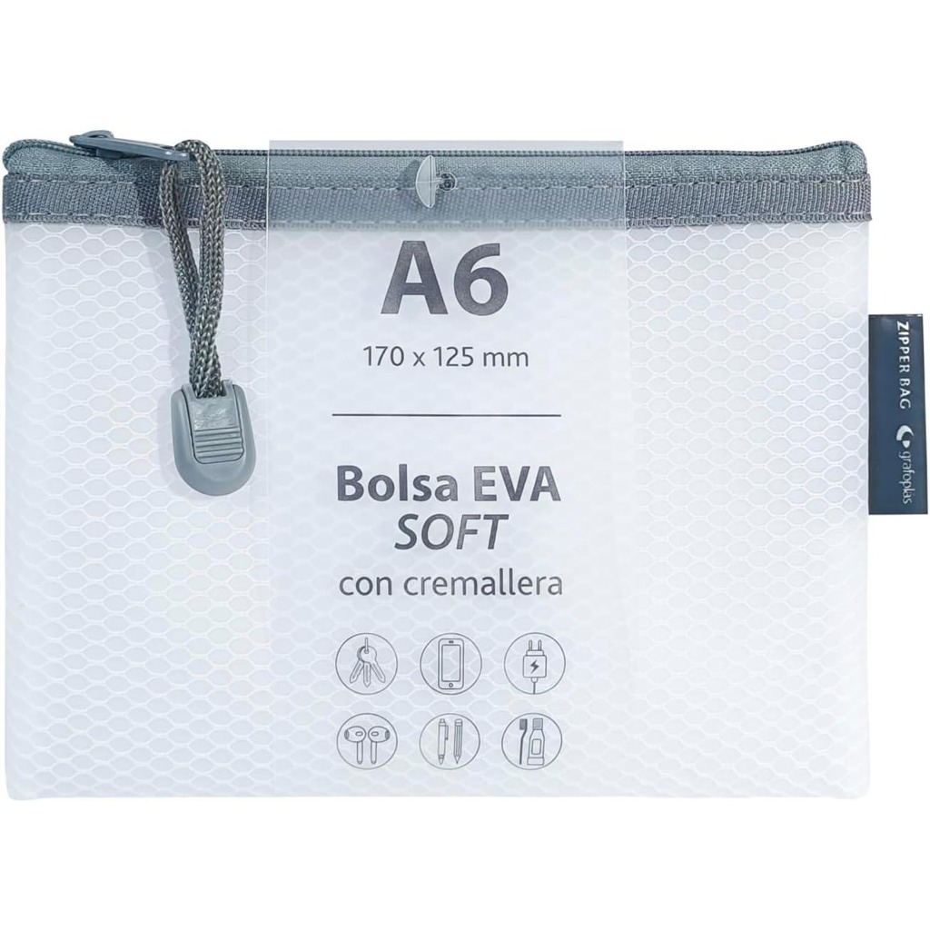 bolsa zipper grafoplas eva a6 blanca
