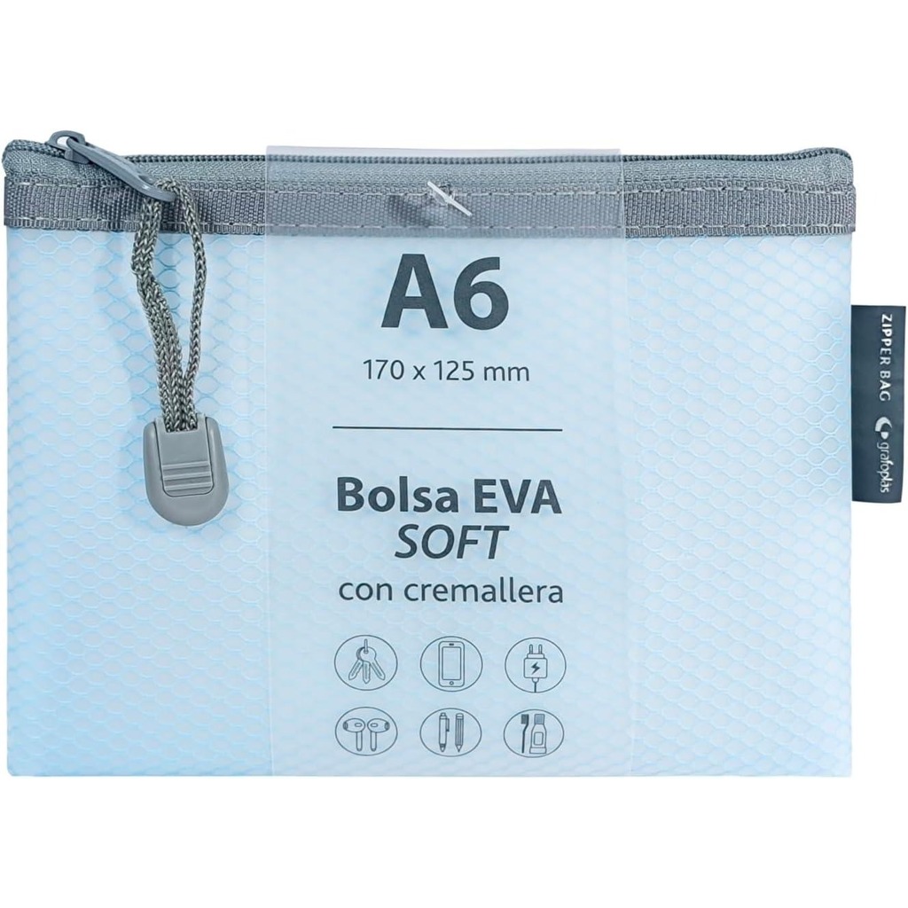 bolsa zipper grafoplas eva a6 blau