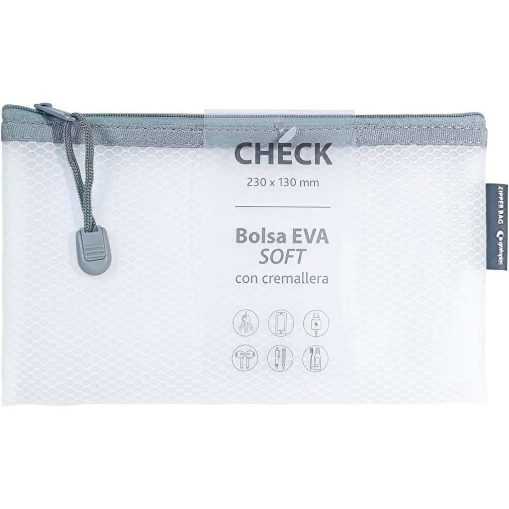 bolsa zipper grafoplas eva check blanca