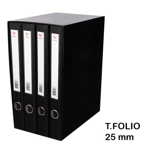 modulo 4 archivadores folio 25mm negro
