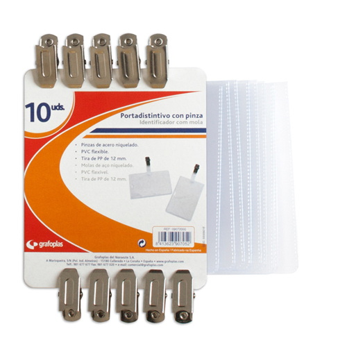 pack 10 portadistintivos + 10 pinzas