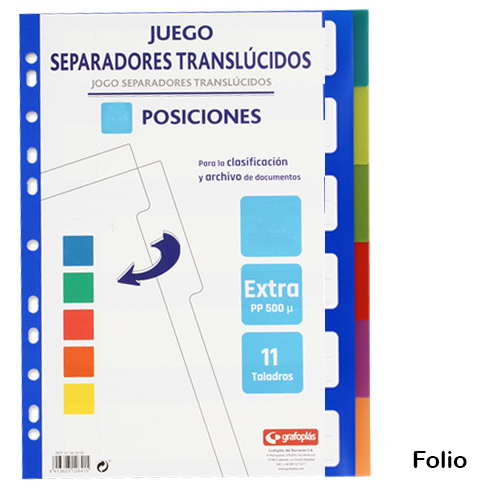 juego 6 separadores folio plastico 500mi