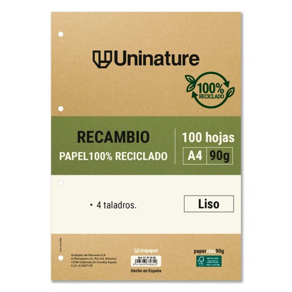 recambio reciclado a4 liso 100h 90gr