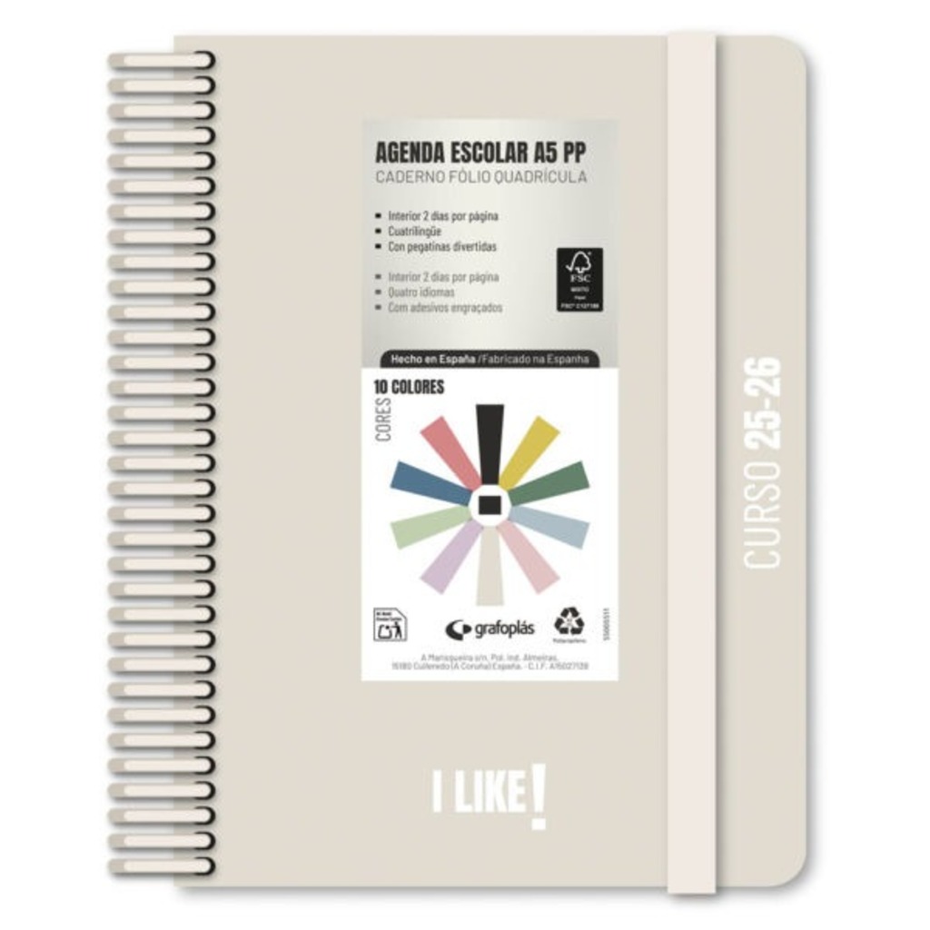agenda escolar a5 2d/p 25/26 like arena
