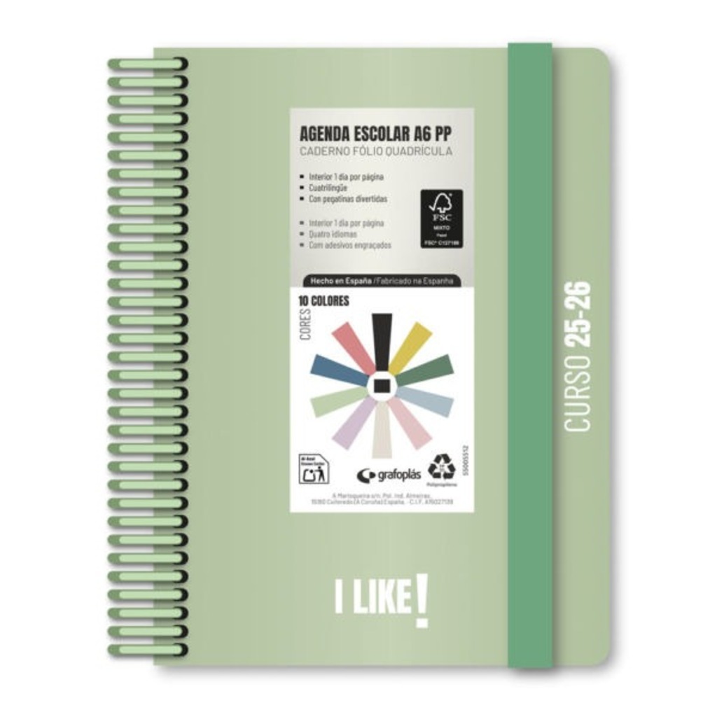 agenda escolar a6 d/p 25/26 like v.claro