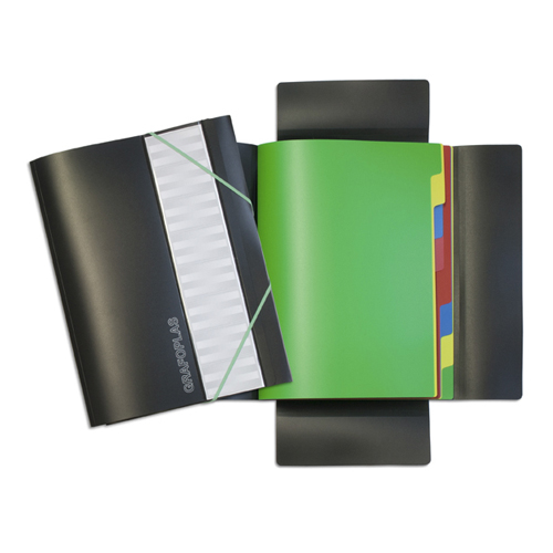 carpeta folio plastico negro 12 separado