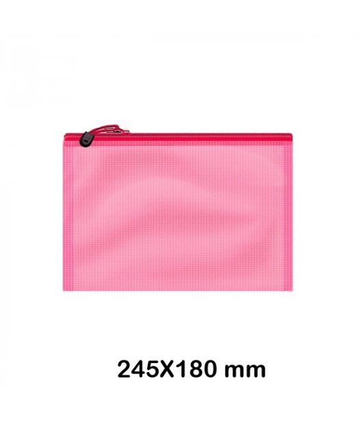 bolsa c/cremallera 24x32cm pvc tran/rosa