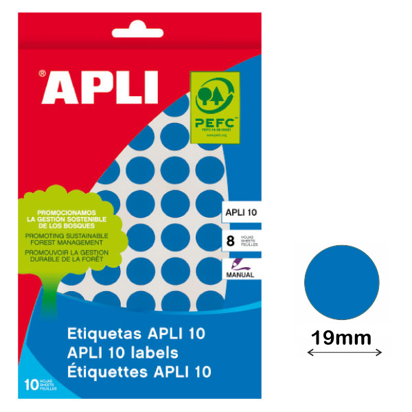 etiquetas adhesivas 19mm. azules