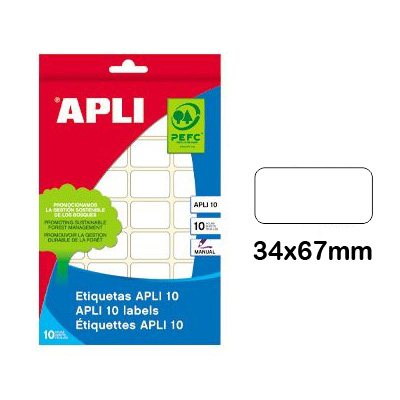 sobre 10f. etiquetes 34x67mm blanques