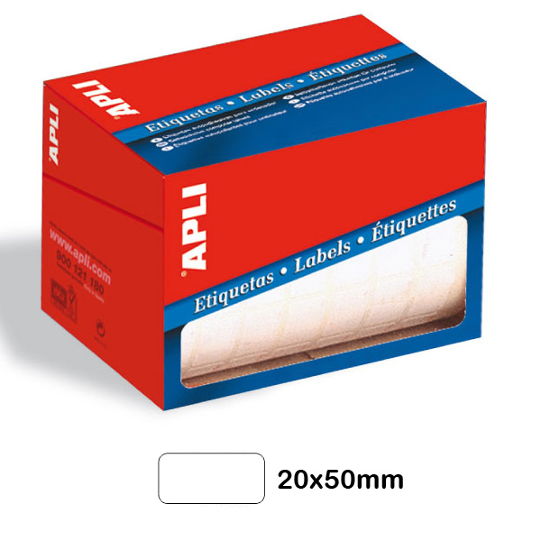 rollo etiquetas apli 20x50mm blancas