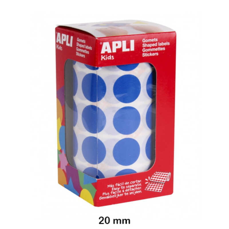 rollo gomets redondo 20mm. azul