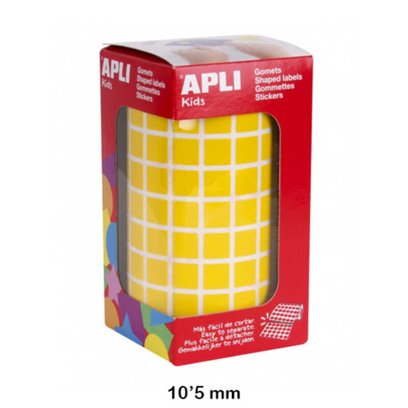 rollo gomets cuadrados 10mm amarillo