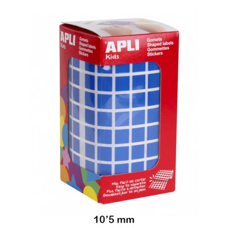 rollo gomets cuadrado 10.5mm azul