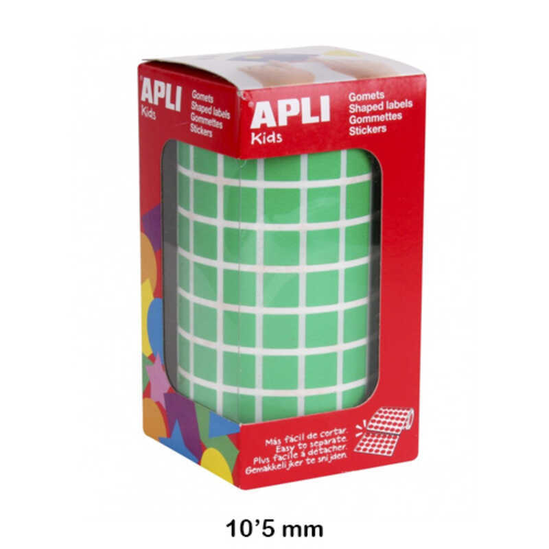 rollo gomets cuadrado 10.5mm verde