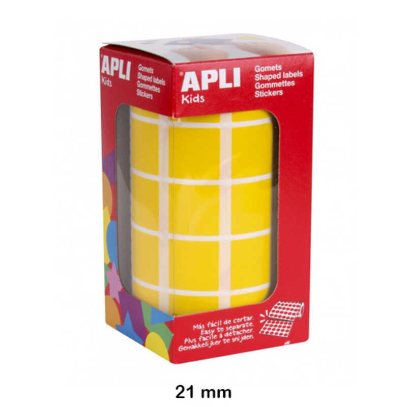 rollo gomets cuadrados 21mm amarillo