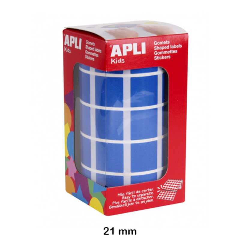 rollo gomets cuadrado 21mm azul