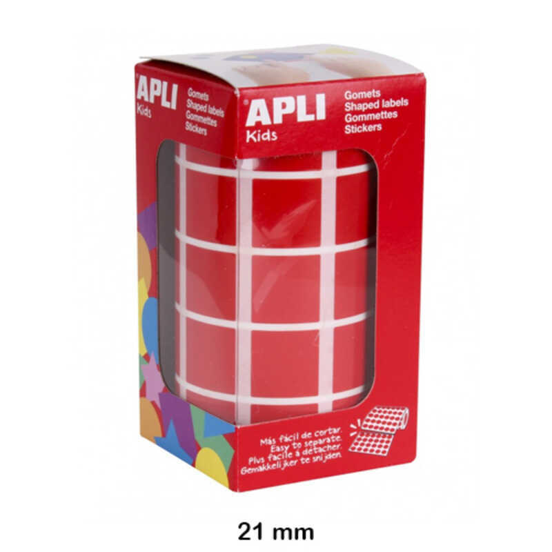 rollo gomets cuadrado 21mm rojo