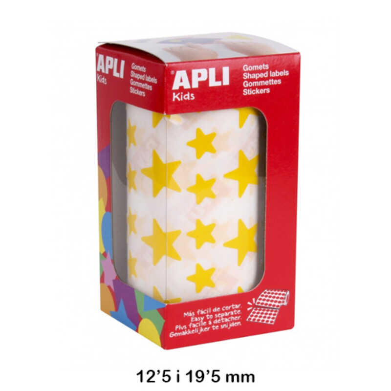 rollo gomets estrella 2 medidas amarillo