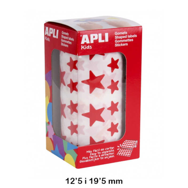 rollo gomets estrella 2 medidas rojo