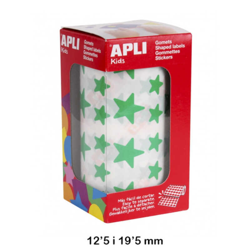 rollo gomets estrella 2 medidas verde