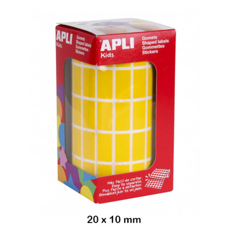 rollo gomets rectangulos 20x10 amarillo