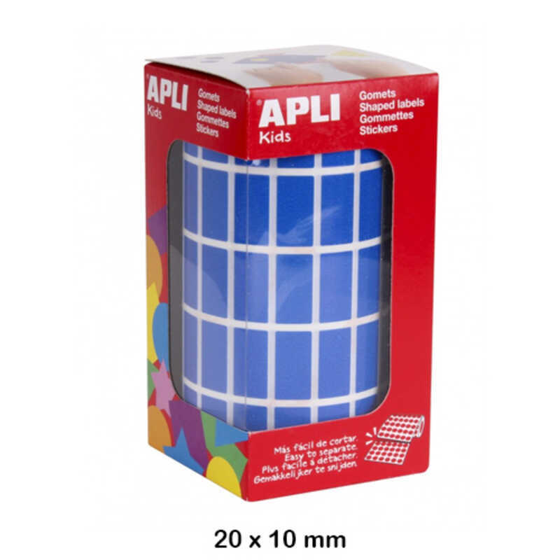 rollo gomets rectangulos 20x10 azul