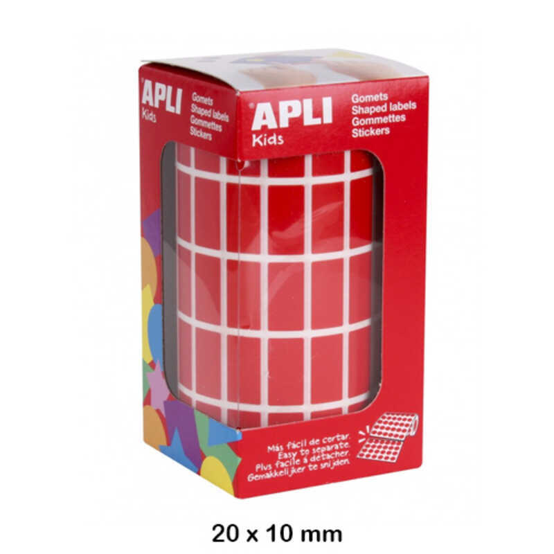 rollo gomets rectangulos 20x10 rojo