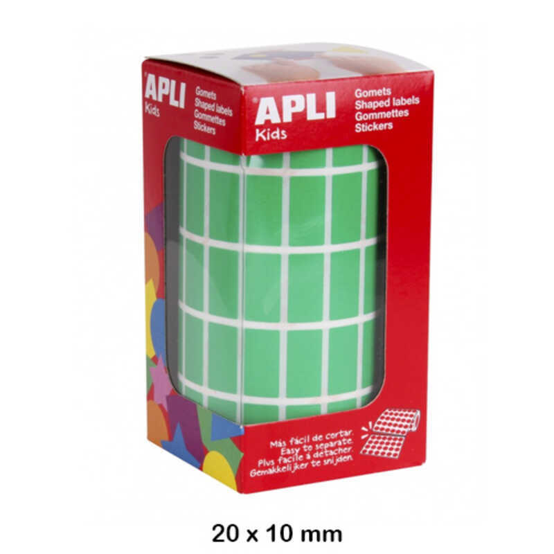 rollo gomets rectangulos 20x10 verde