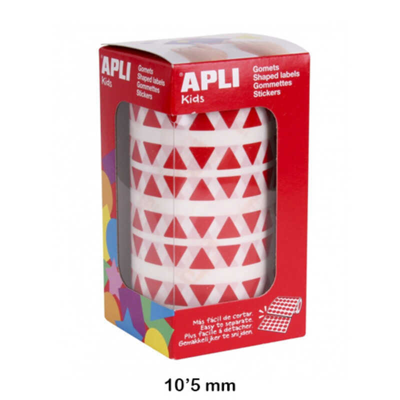 rollo gomets triangulo 10.5mm rojo