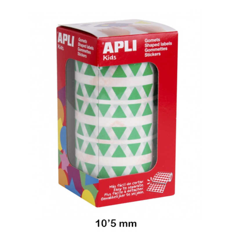 rollo gomets triangulo 10.5mm verde