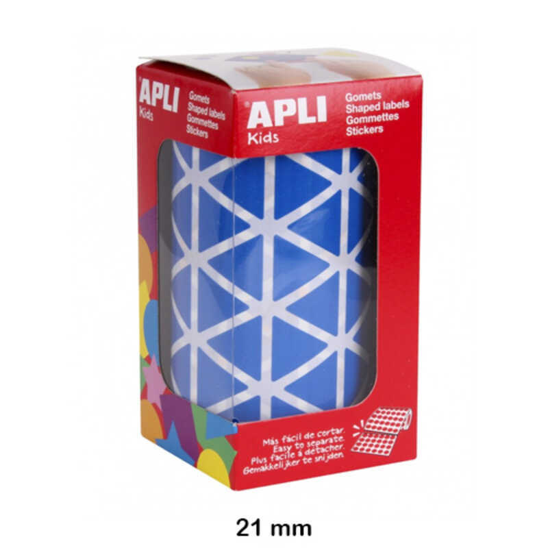 rollo gomets triangulo 21mm azul