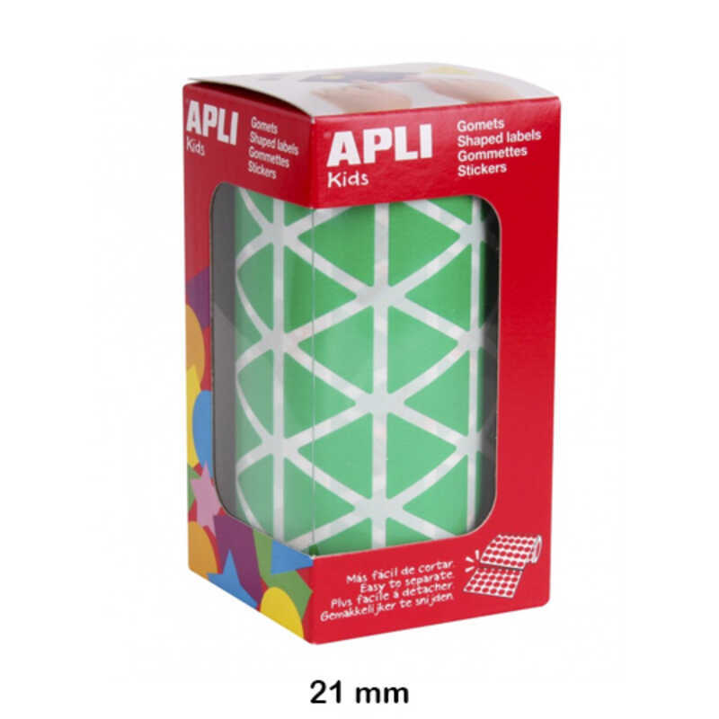 rollo gomets triangulo 21mm verde