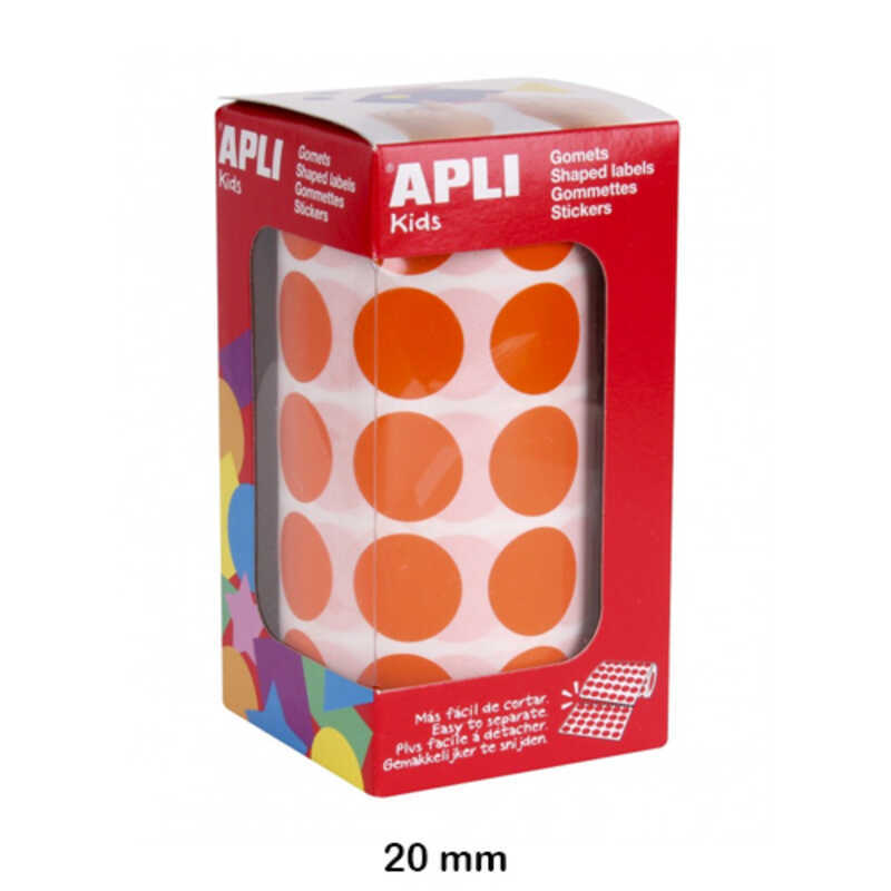 rollo gomets redondo 20mm. naranja