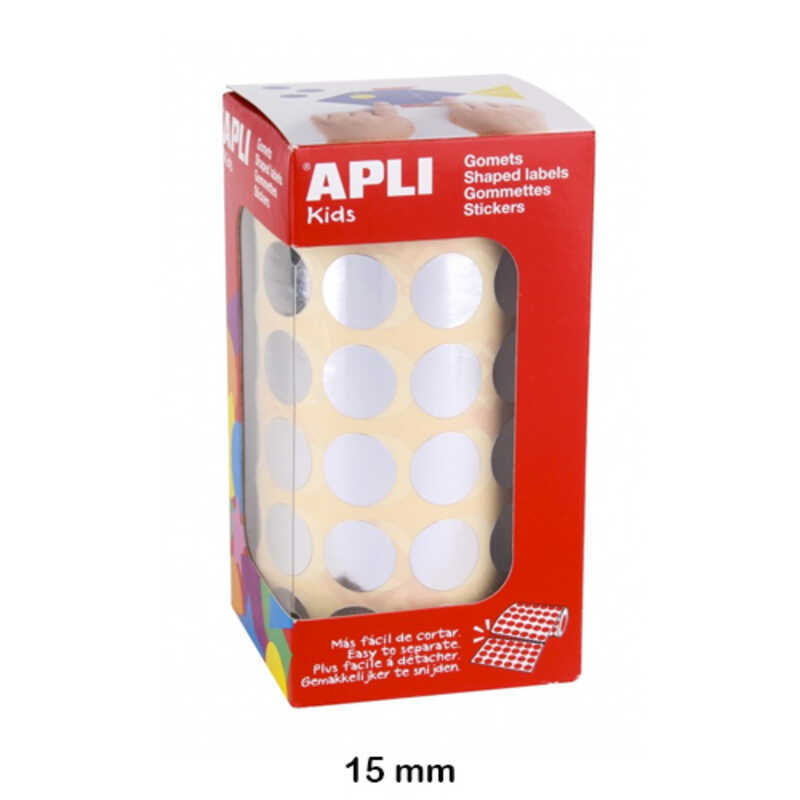 rollo gomets redondo 15mm. plata