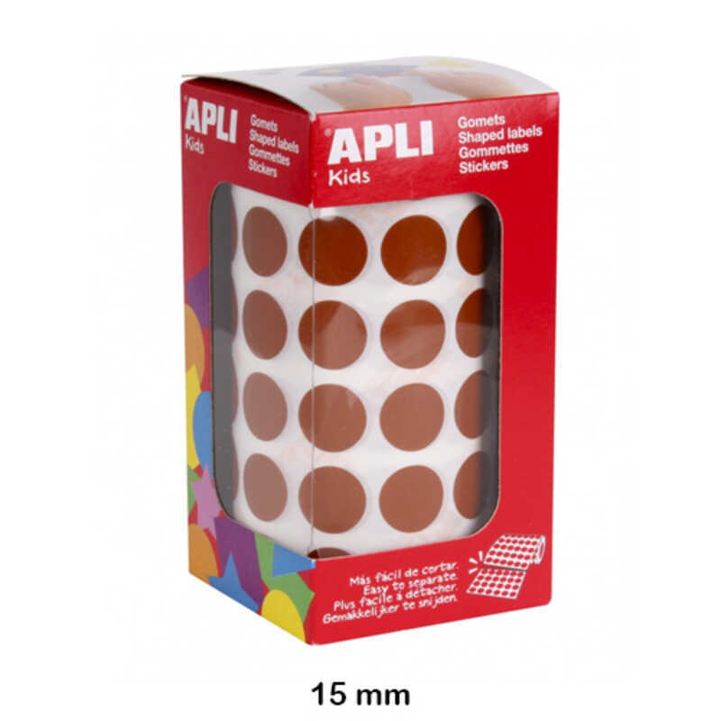 rollo gomets redondo 15mm. marron