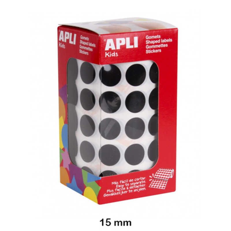 rollo gomets redondo 15mm. negro