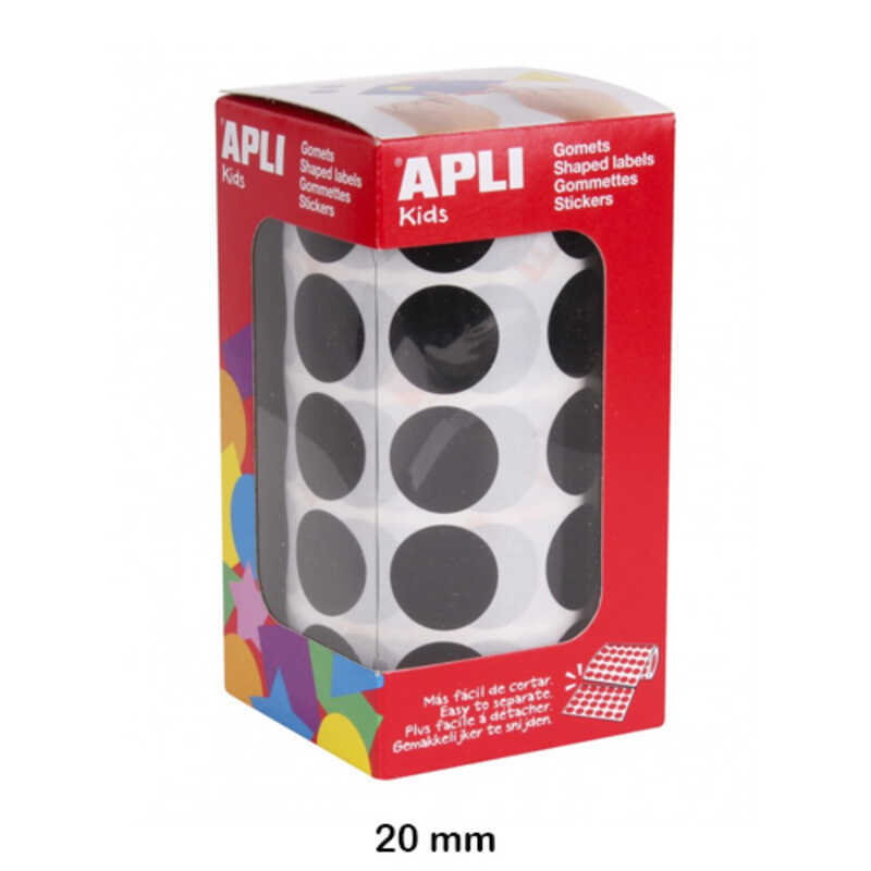 rollo gomets redondo 20mm. negro