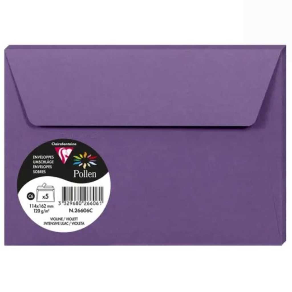 pack 5 sobres 114x162mm c6 120gr violeta