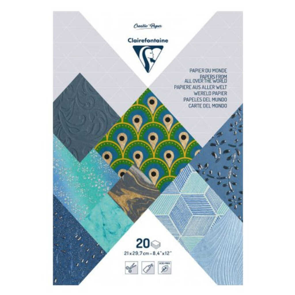 bloc 20h a4 papeles del mundo c.azul