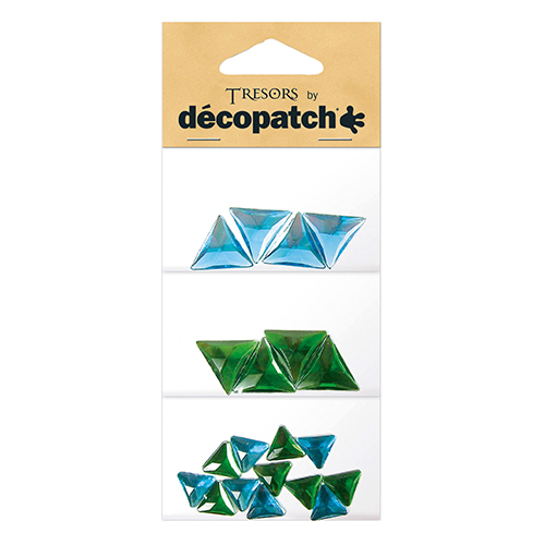 surt.cabochons triangulos azules/verdes