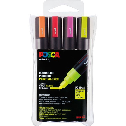 pack 4 rotuladores posca pc5-m fluor