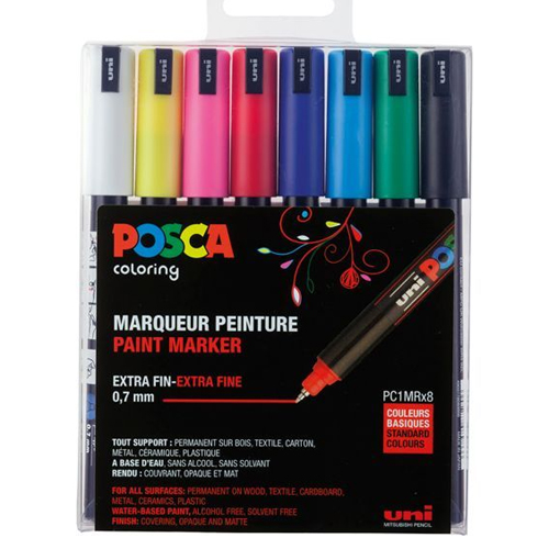 pack 8 retoladors posca pc1-mr basics
