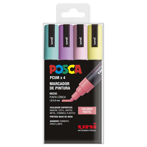 pack 4 rotuladores posca pc5-m pastel