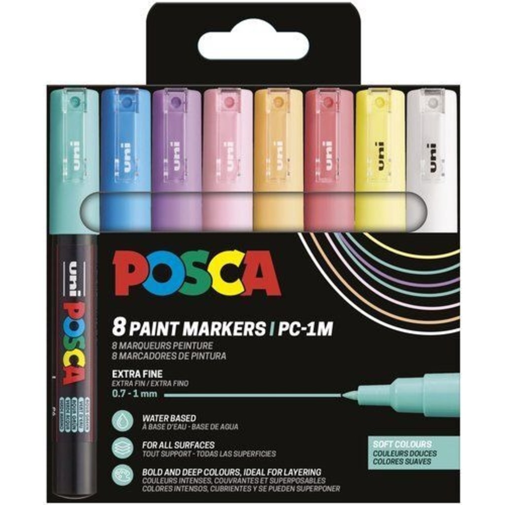 pack 8 rotuladores posca pc-1m soft colo