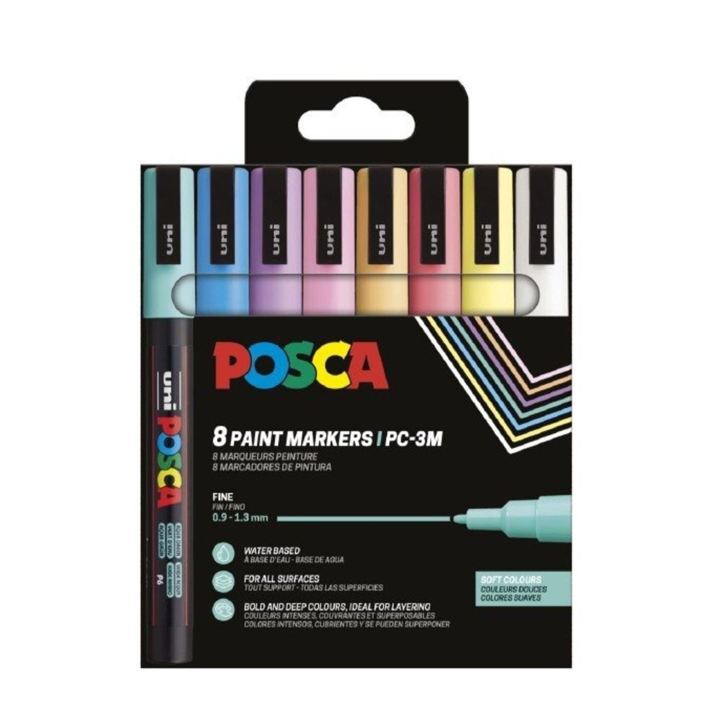 pack 8 rotuladores posca pc-3m soft colo