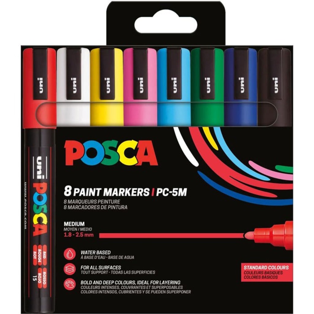 pack 8 rotuladores posca pc-5m basic col