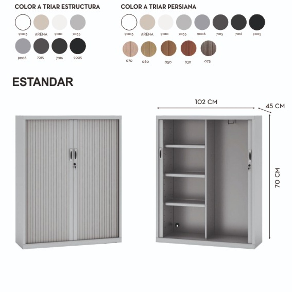 armario metal persiana 70x102x45cm liso