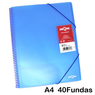 carpeta 40 fundas espiral plastico azul