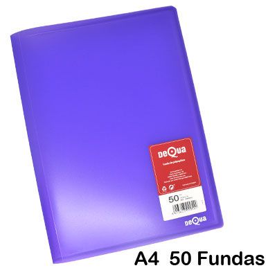 carpeta dequa 50 fundas violeta trans